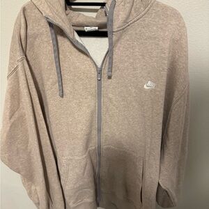 Nike Light Brown Zip-Up Hoodie unisex size 4xl great condition no stains or rips